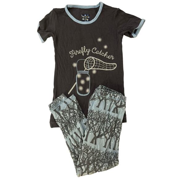 Kickee Pants Grey Blue Fireflycatcher Pajamas size 4 - Picture 1 of 4